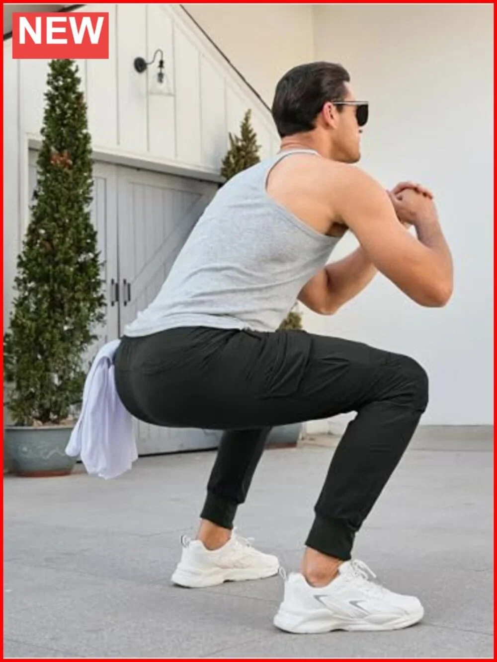 Cargo Jogger Pants Stretch Sweatpants Slim Fit Tactical Pants with Zipper